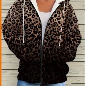 Leopard Print Zip-Up Hoodie